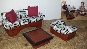 How To Make A Doll Living Room Set With Table Barbie Furniture Tutorial Barbie Room Living Room Sets