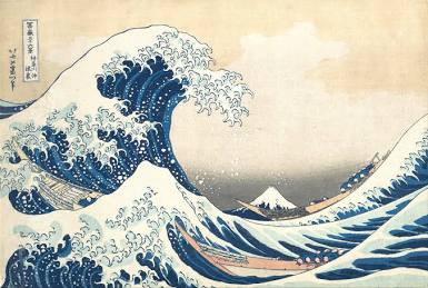 The Great Wave off Kanagawa: A study in dynamic arcs and geometric frames., AI generated