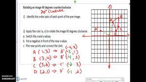 Rule for 90° counterclockwise rotation: 90 Degree Counterclockwise Rotation About The Origin