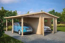 Double car garages can fit two vehicles comfortably side by side with room to spare. Garage And Carport Combination Type G 44mm 6 X 6 M Summer House 24