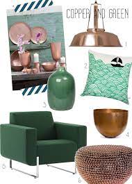 Copper And Green Home Accesories Inspiration By Mary Musthave Copper Living Room Waiting Room Design Home Accessories