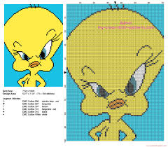 Tweety Bird Cross Stitch Pattern Tweety Bird Looney Tunes Character In A Yellow Background Tile Free Cross Stitch Pattern Disney Cross Stitch Patterns Disney Cross Stitch Cross Stitch Animals