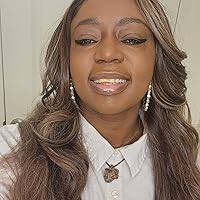 Amazon.com : Allbell Long Wavy Lace Front Wig for Black Women Natural Brown  Hair with Blonde Highlights Middle Part 13x4x1 Synthetic Lace Wigs Heat  Resistant Fiber : Beauty & Personal Care