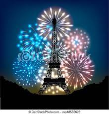For bastille day on this 14 july 2020, we are invited to see the eiffel tower ablaze in a spectacular display from our streets, our balconies and on television. Bastille Day Fireworks In Colors Of French Flag And Silhouette Of Eiffel Tower Canstock