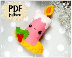 Christmas Candle Pattern Felt Ornament Christmas Pdf Pattern Etsy Felt Christmas Ornaments Candle Pattern Felt Ornaments