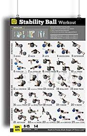 Exercise Ball Workout Poster Now Laminated Total Body Core Fitness Workout Stability Ball Exercises Build Strength Muscles Home Gym Fitness