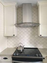 Kitchen Love Arabesque Tile Back Splash Cream Shaker Cabinet Black Hardware Kitchen Splashback Arabesque Tile Kitchen Cabinets Makeover