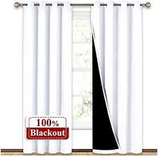 Amazon Com Nicetown 100 Blackout Window Curtain Panels Heat And Full Light Blocking Drapes With B White Blackout Curtains Blackout Curtains Curtains Bedroom