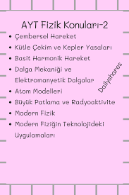 Ayt Fizik Fizik Ders Calisma Ipuclari Calisma