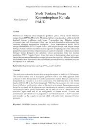 Untuk melihat dan mendownload tugas tap ini. Pdf Studi Tentang Peran Kepemimpinan Kepala Paud