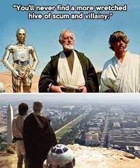 Information and translations of you will never find a more wretched hive of scum and villainy in the most comprehensive dictionary. A Hive Of Scum And Villainy Funny Star Wars Pictures Star Wars Humor Star Wars Pictures