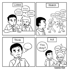 Ah beni ini kok jadi nakal yah sekarang, katanya sambil mencubit lenganku. Naraster Listen Watch Think Act Part 2 Jangan Terus Facebook