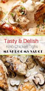 Keto Chicken Tighs With Mushrooms Sauce Keto Chicken Tighs With Mushrooms In 2020 Chicken Recipes Boneless Skinless Chicken Recipe Boneless Chicken Thigh Recipes