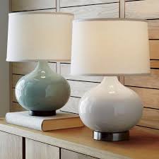 Merie Blue Table Lamp With Bronze Base Reviews Crate And Barrel Table Lamps Living Room Blue Table Lamp Table Lamp