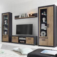 Wohnwand weiß wohnzimmerschrank modern tv lowboard holz schrankwand mediawand. Lomadox Tv Wand Baku 61 4 Tlg Wohnzimmer Wohnwand Modern Inkl Led Beleuchtung In Fresco Anthrazit Mit Kastanienbraun Bxhxt Ca 335x200x42 Cm Online Kaufen Otto