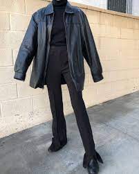 Shop Vintage Collection On Instagram Sold Vintage Black Oversized Leather Jack Black Leather Jacket Outfit Leather Jacket Outfit Fall Oversized Jacket Outfit