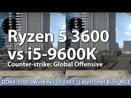 A tal fine, il numero di nuclei elaborativi o la capacità di hyperthreading non sono rilevanti. Amd Ryzen 5 3600 Vs Intel I5 9600k Counter Strike Global Offensive Cs Go Benchmark Comparison Youtube