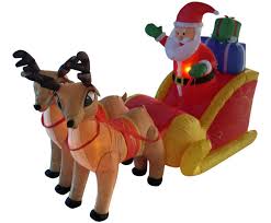 Get ready for christmas with lawn decorations and other outside decorations. 4 Inflatable Santa Sleigh Reindeer Lighted Christmas Outdoor Decoration Walmart Com Walmart Com