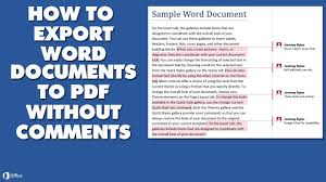 How To Export Word Documents To Pdf Without Comments Youtube
