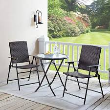 High Quality 3pcs Patio Rattan Bistro Set Including 1 Folding Table And 2 Folding Chairs All 3 Pi Patio Decor Backyard Furniture Outdoor Patio Furniture Sets