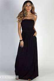 California Sun Black Strapless Tube Top Maxi Dress Tube Maxi Dresses Top Maxi Dresses Long Black Maxi Dress