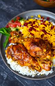Persian Saffron Chicken Zereshk Polo Ba Morgh Saffron Recipes Persian Cuisine Iranian Cuisine