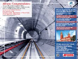 Afcons offers construction and infrastructure development services. Afcons Congratulates Chennai Metro Rail Limited On The Inauguration Ofphase 1 Ad Advert Gallery