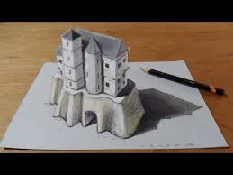 How I Draw A 3d Castle Freehand Graphic Art Drawings Simple 3d Pencil Art Art Drawings