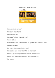 Zoe samuel 6 min quiz sewing is one of those skills that is deemed to be very. Movie Worksheet How I Met Your Mother S01e01