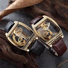 deffrun rectangle automatic mechanical watch genuine leather business style men watches men watches from jewelry watches accessories on banggood com
