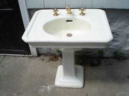 Accent your vanity with the perfect sink and faucet combo to pull the look together. 1911 Vintage Earthenware Pedestal Sink