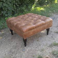 Avalon extra large rectangular storage ottoman. Distressed Vegan Leather Tufted Upholstered Ottoman Etsy