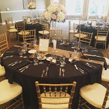 Black And Gold Table Set Up Black Gold Table Set Up For Briana Bob S Wedding Day Gold Table Setting Wedding Decorations Table Set Up