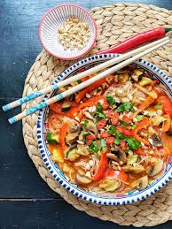 Spicy Thai Noodle Soup With Veggies In Love With Bliss Recipe Spicy Thai Noodles Asian Recipes Whole Food Recipes