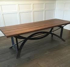 This Stunning Black Walnut Conference X2f Dining Table Features A Modern Architectural Steel Base That Is Su Dining Table Dining Table Sale Rustic Dining Room