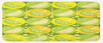 ambesonne lemons kitchen mat, lime