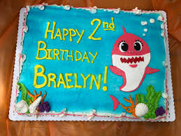 Fondant Baby Shark On Sheet Cake Trefzger S Bakery