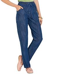 Slightly looser fit that's great for every day. Ladies Elasticated Waist Pull On Jean Chums