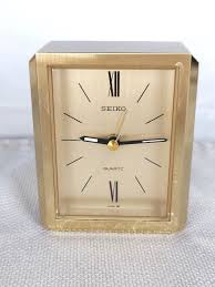 Small Seiko Gold Tone Table Desk Quartz Clock With Alarm Qej160g Seiko Clock Quartz Clock Seiko Gold