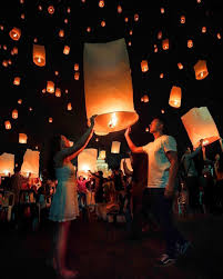 Thousands Of Lanterns Floating Away Into The Night Sky At The Chiang Mai Lantern Festival Don T For Cute Date Ideas Dream Dates Floating Lantern Festival