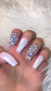 Chrome And Diamonds Nails Diamond Nails Chrome Nails Chrome Nails Designs