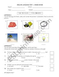 You can print and download them as pdf. English Worksheets Exam For Grade 7