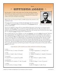 Gettysburg Address Context Clues Worksheets For High School Context Clues Worksheets Context Clues Social Studies Worksheets