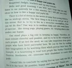 The book in three sentences. Speech Writing On How To Live A Happy And Joyful Life At Least Of 2pages Brainly In