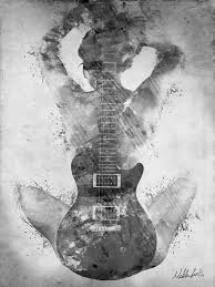 Black And White Electric Guitar Drawing Guitar Digital Art Guitar Siren In Black And White By Nikki Smith Music Artwork Guitar Art Painting Guitar Wall Art
