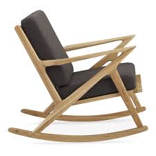 Dane Wooden Rocking Z Chair Grey Upholstered Seat Natural Rocking Chair Wooden Rocking Chairs Rocking Chair Cushions