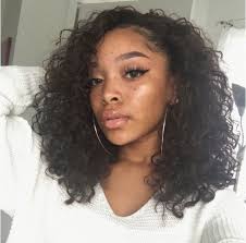 Soft Curls At Medium Length With A Side Part And Edges Laid Blackhairstylesmediumlength Hair Styles Curly Hair Styles Naturally Curly Hair Styles