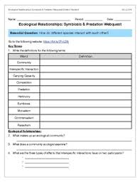 Start studying ecological relationship ( what symbiotic relationships are seen in ecosystem ) biology packet. Ecological Relationships Worksheets Teaching Resources Tpt