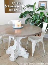 Farmhouse Style Round Pedestal Table Her Tool Belt Farmhouse Kitchen Table Diy Round Farmhouse Table Rustic Kitchen Tables