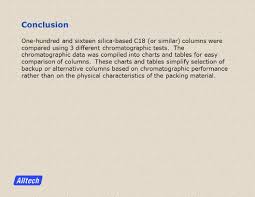 A Chromatographic Comparison Of Silica C18 Hplc Columns